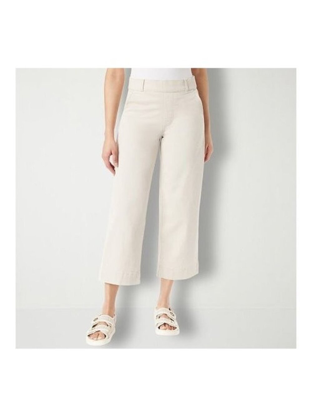 Gloria Vanderbilt Shape-Effect Wide-Leg Cropped Pants Stonewood Gray Size 16 $50